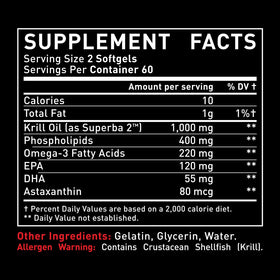 Détails sur l'étiquette de l'huile de Krill 1000mg