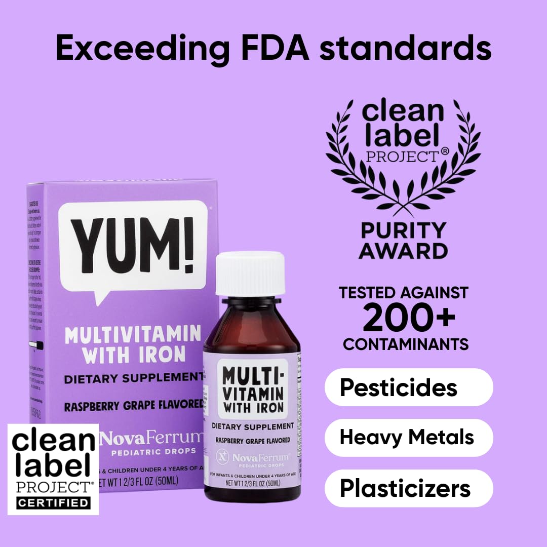 Détails sur l'étiquette de NovaFerrum Yum avec ingrédients.
