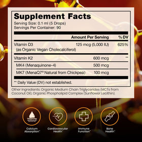 Détails sur l'étiquette de Pure Therapro Rx D3 + K2