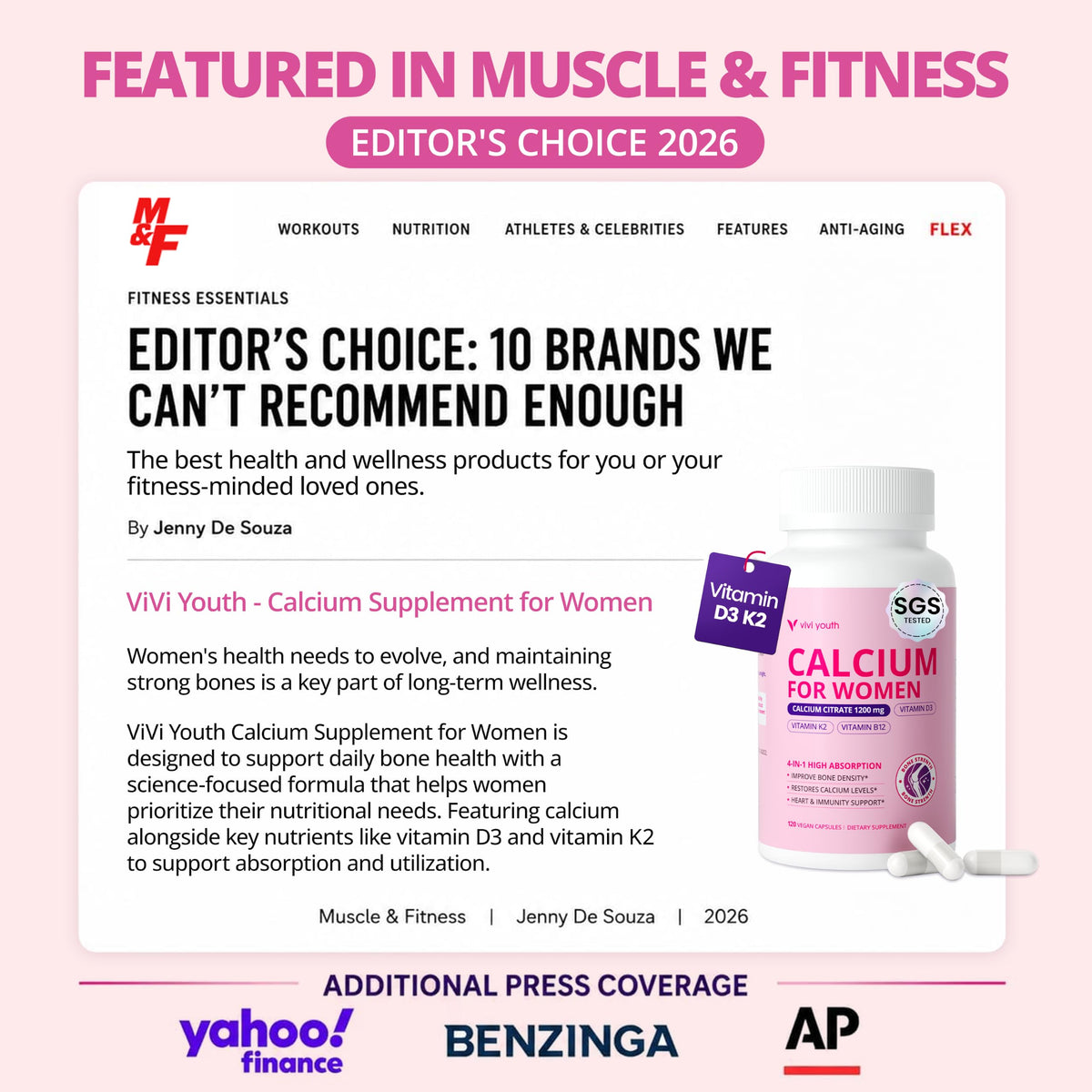 Détails sur l'étiquette des compléments VIVI Youth Calcium 1200 mg