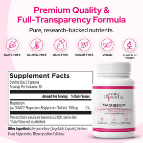 Détails sur l'étiquette du Complément de Magnésium Glycinate Healthy Bones Co.