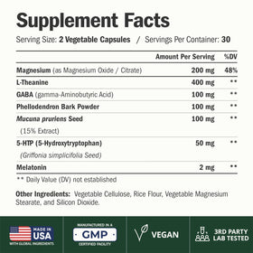 Détails sur l'étiquette du complément de sommeil Vimerson Health
