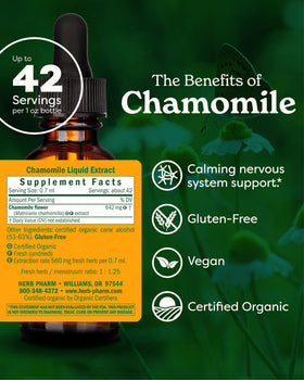 Détails sur l'étiquette du flacon d'extrait de camomille Herb Pharm
