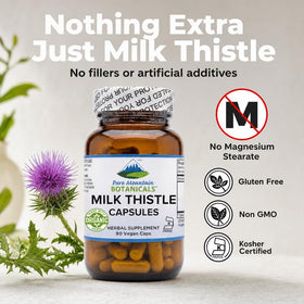 Détails sur l'étiquette du flacon de chardon-marie Pure Mountain Botanicals
