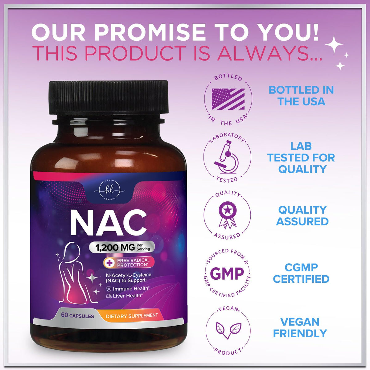 Détails sur l'étiquette du flacon de NAC 1200 mg