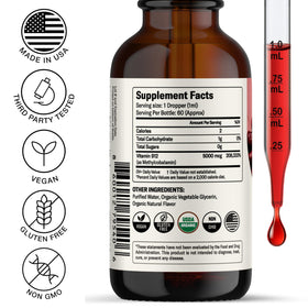Détails sur l'étiquette du flacon de vitamine B12 Nursh+