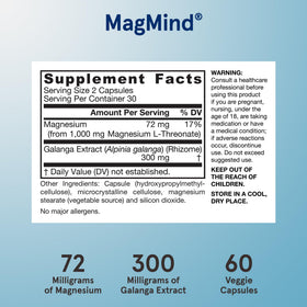 Détails sur l'étiquette du flacon Jarrow Formulas Magnesium L-Threonate