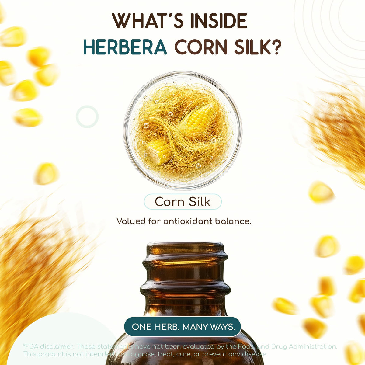 Détails sur l'étiquette du produit HerbEra Extrait de Soie de Maïs, ingrédients et informations