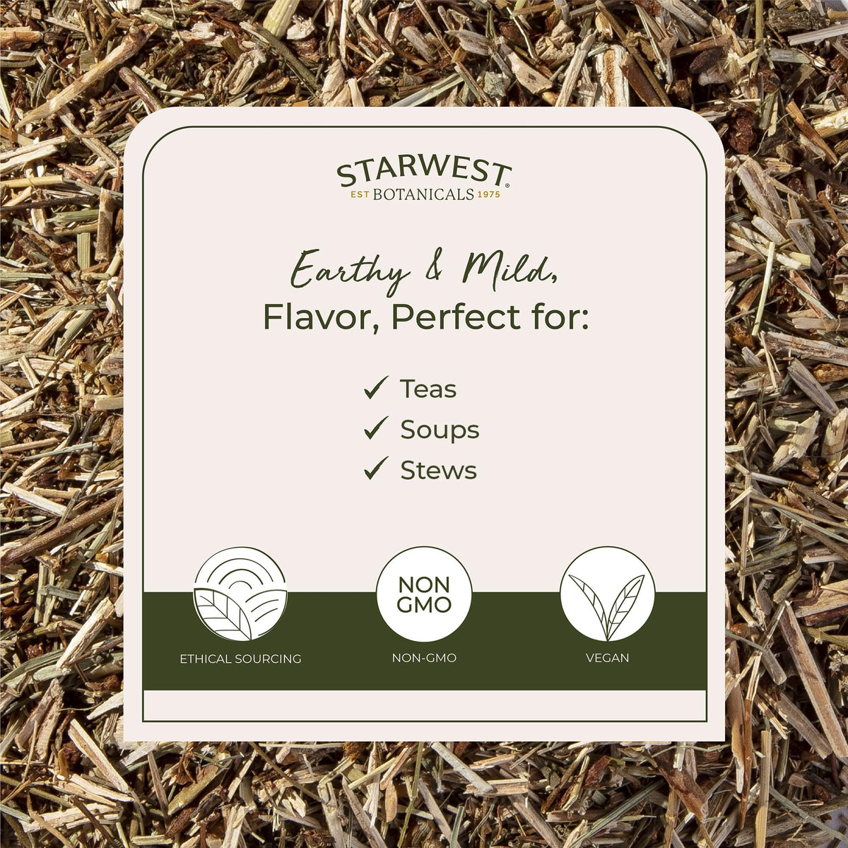 Détails sur l'étiquette du sachet de millepertuis bio Starwest Botanicals