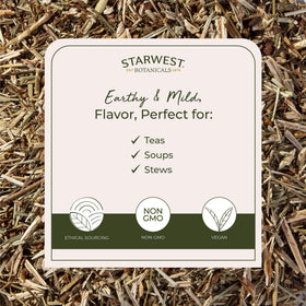 Détails sur l'étiquette du sachet de millepertuis bio Starwest Botanicals