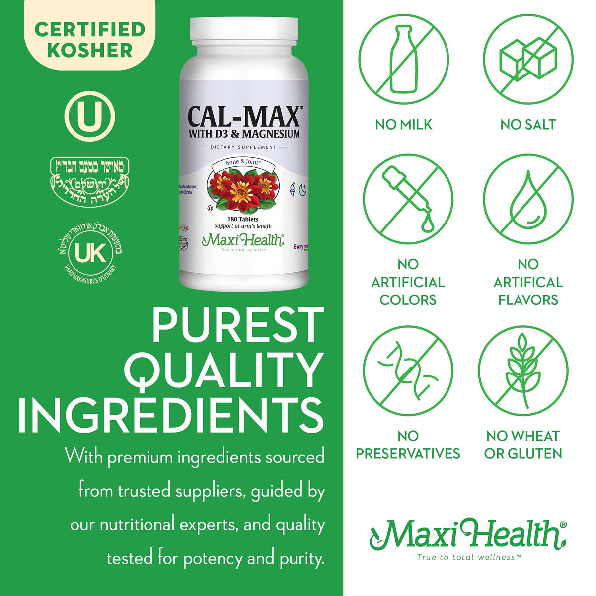 Détails sur la composition de Maxi Health Cal Max Calcium