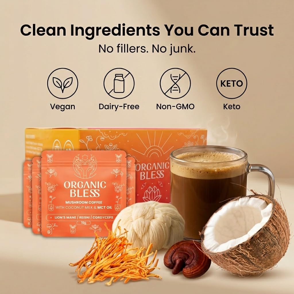 Détails sur le sachet de café champignon Organic Bless