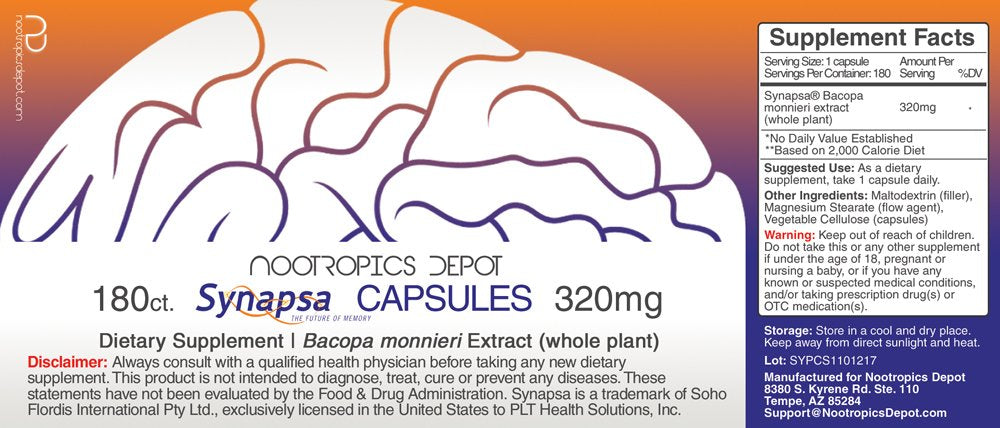 Détails sur les capsules de Bacopa Monnieri Nootropics Depot