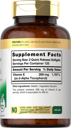 Détails sur les capsules molles de Vitamine E Carlyle