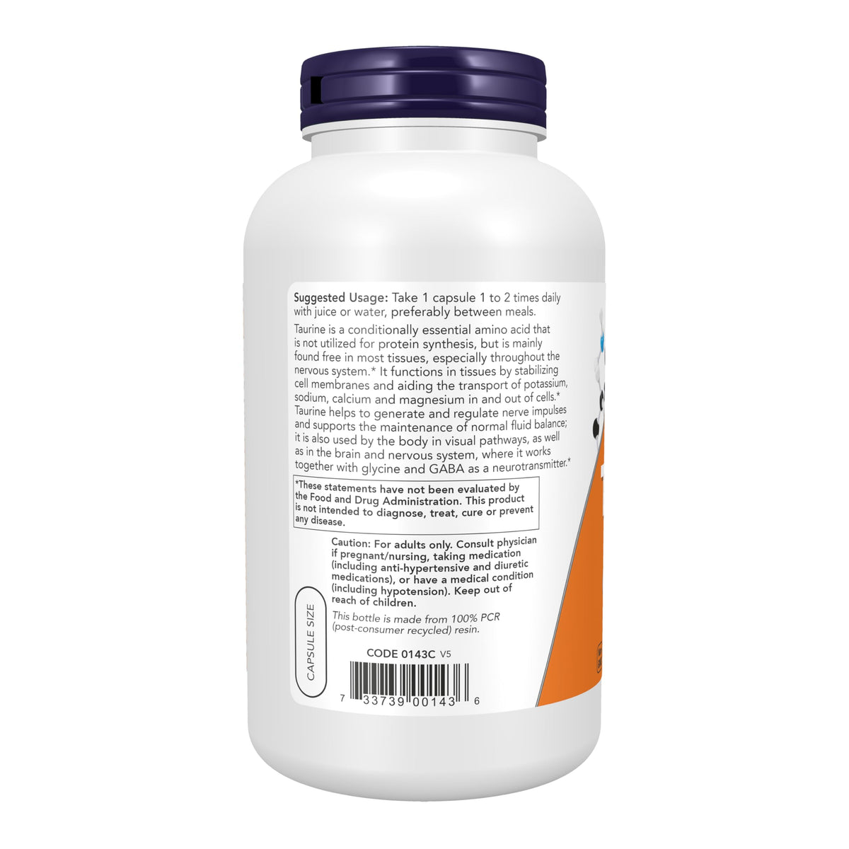 Détails sur les capsules végétales NOW Foods Taurine 1 000 mg