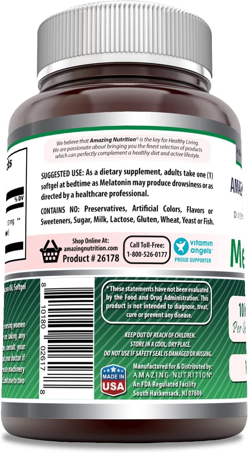 Détails sur les gélules de Mélatonine 10 mg Amazing Nutrition