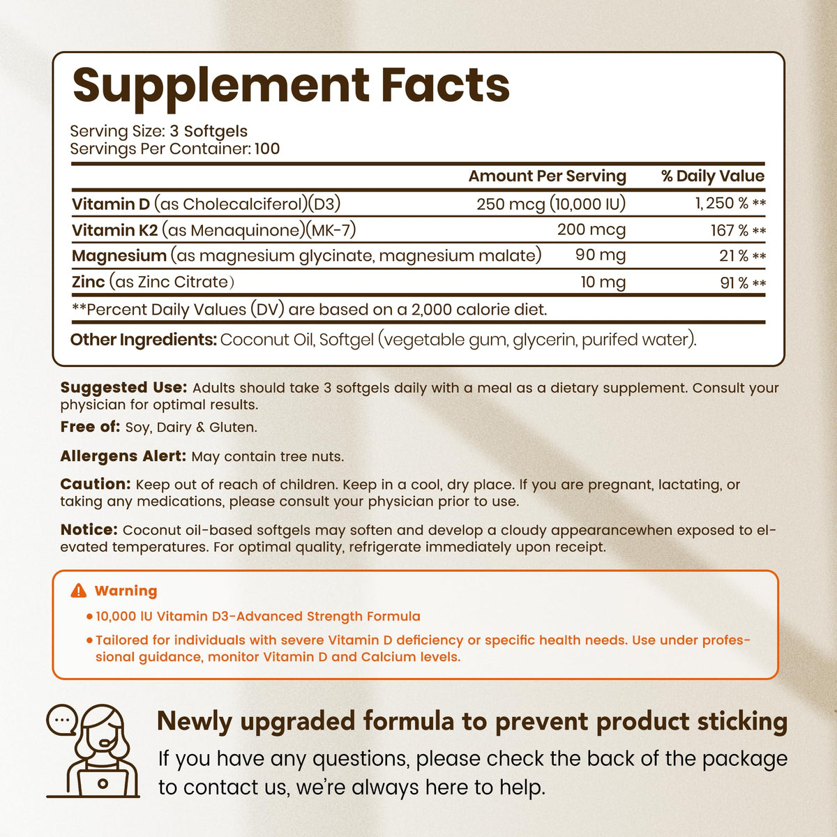 Détails sur les gélules VEV de vitamine D3 K2 avec magnésium