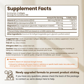 Détails sur les gélules VEV de vitamine D3 K2 avec magnésium