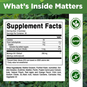 Détails sur les gummies Vitamatic Moringa avec saveurs naturelles