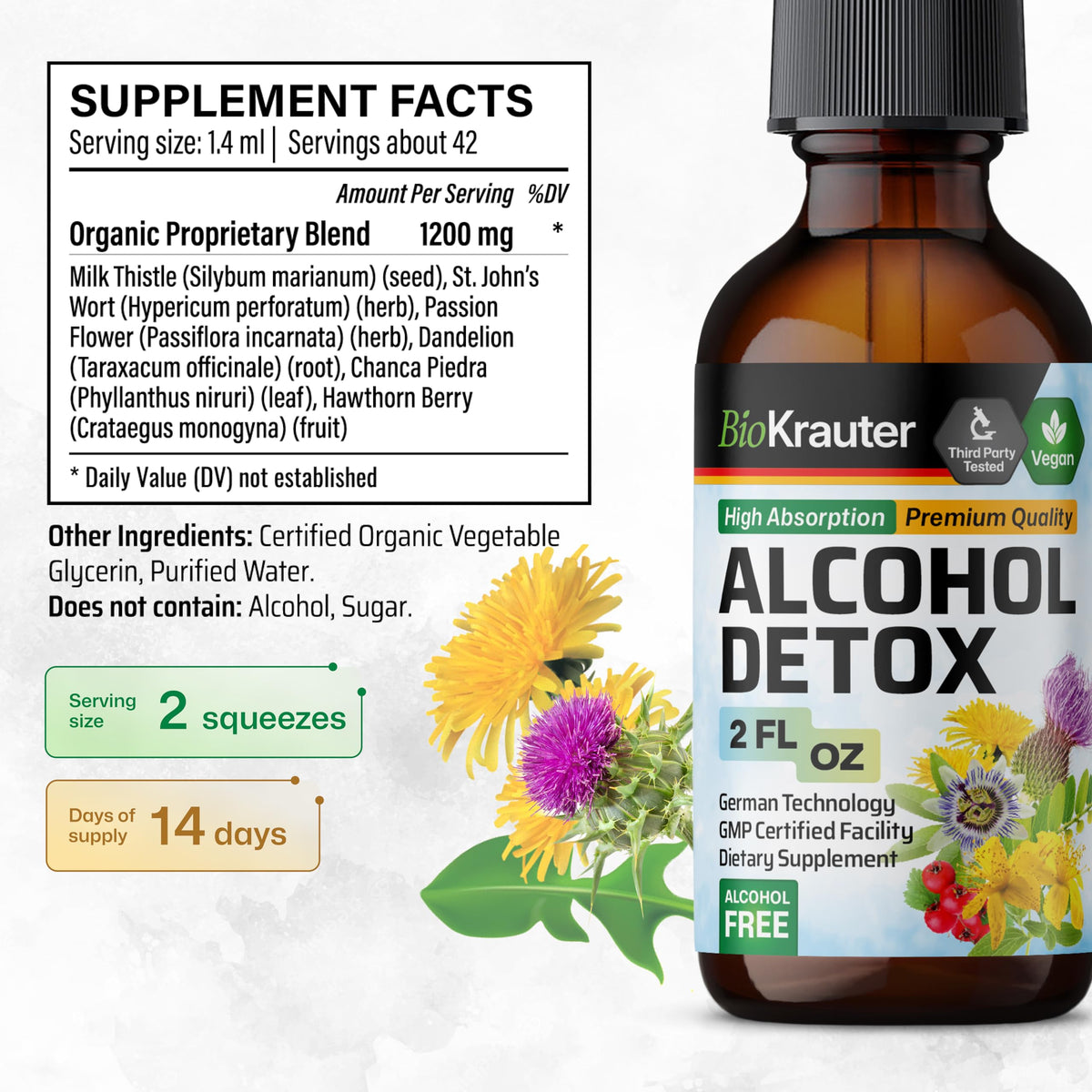 Détails sur les ingrédients de BIO KRAUTER Détoxification Alcool