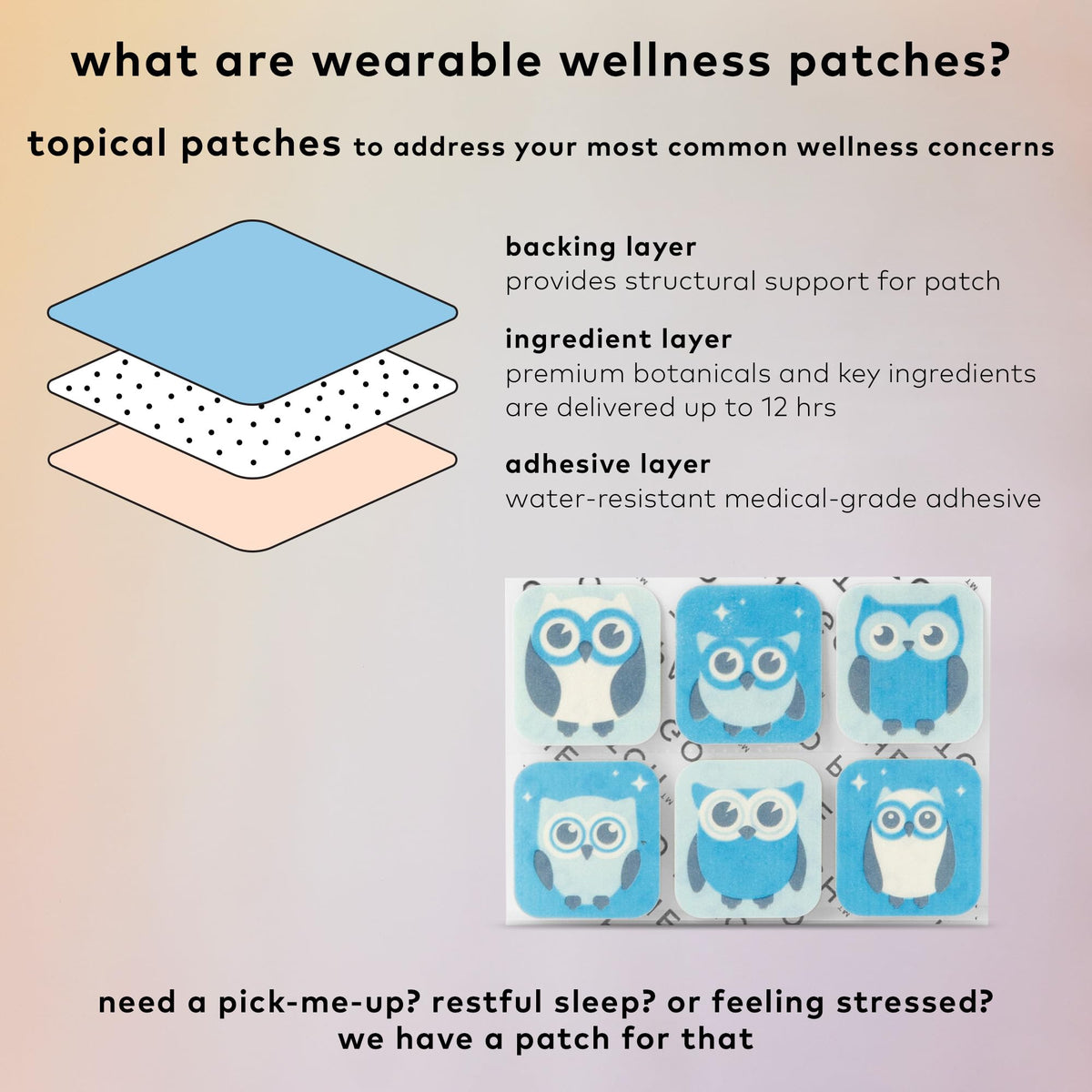 Détails sur les patches Nite Owl, sans gluten et végan