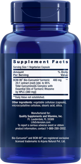 Deux bouteilles de Life Extension Super Bio-Curcumin sur fond blanc