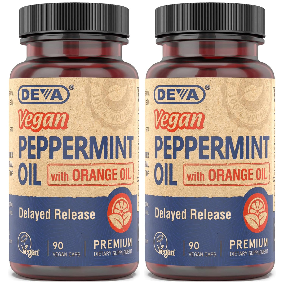 DEVA Capsules d'Huile de Menthe Poivrée Vegan devant l'emballage