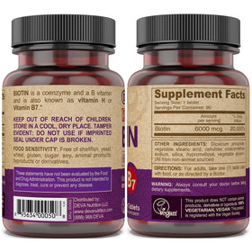 DEVA Complément Alimentaire Biotine - Arrière de l'emballage