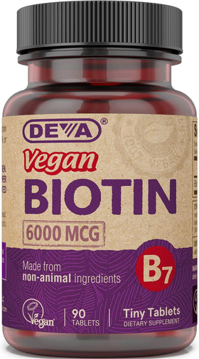 DEVA Complément Alimentaire Biotine Végétalien 6000 mcg - Vue de face