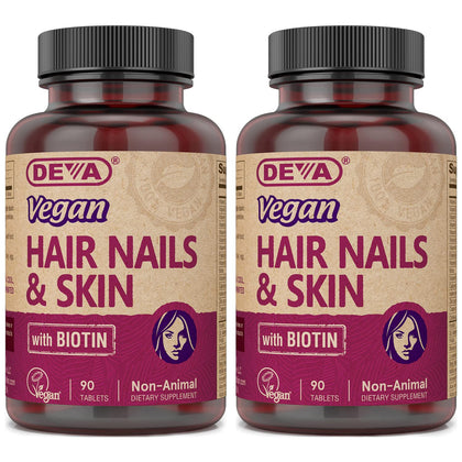 DEVA Complément Alimentaire Cheveux Ongles Peau 500 mcg Biotine vue de face
