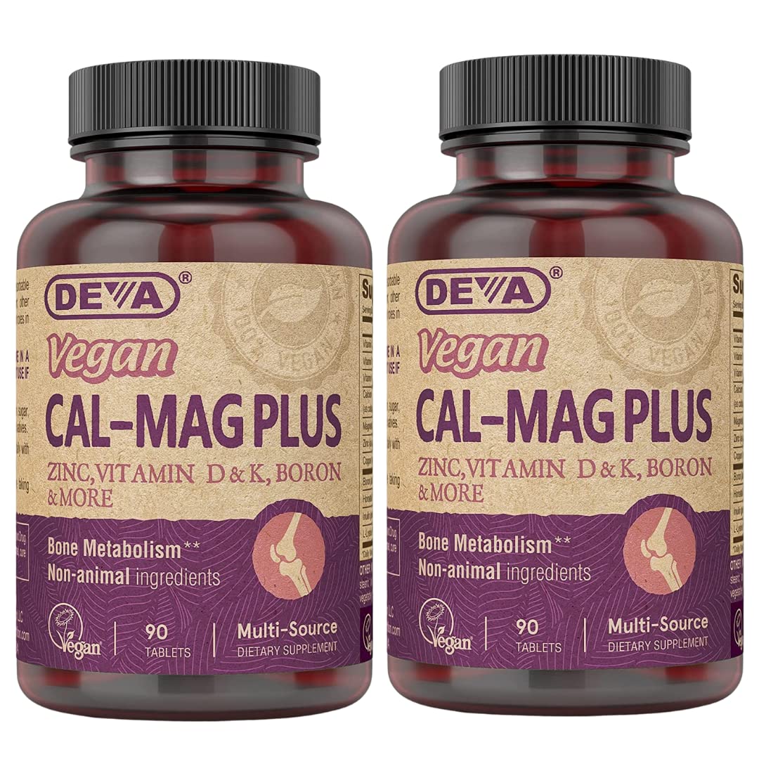 DEVA Complément Alimentaire Vegan Calcium Magnésium 90 comprimés, vue de face