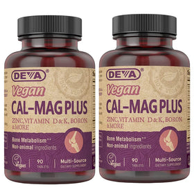 DEVA Complément Alimentaire Vegan Calcium Magnésium 90 comprimés, vue de face