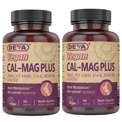 DEVA Complément Alimentaire Vegan Calcium Magnésium 90 comprimés, vue de face