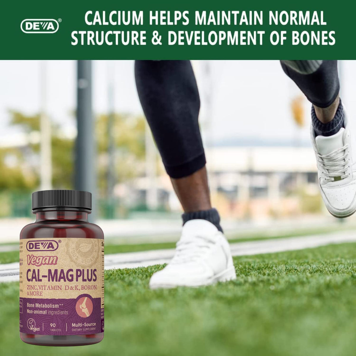 DEVA Complément Alimentaire Vegan Calcium Magnésium, affichage des nutriments