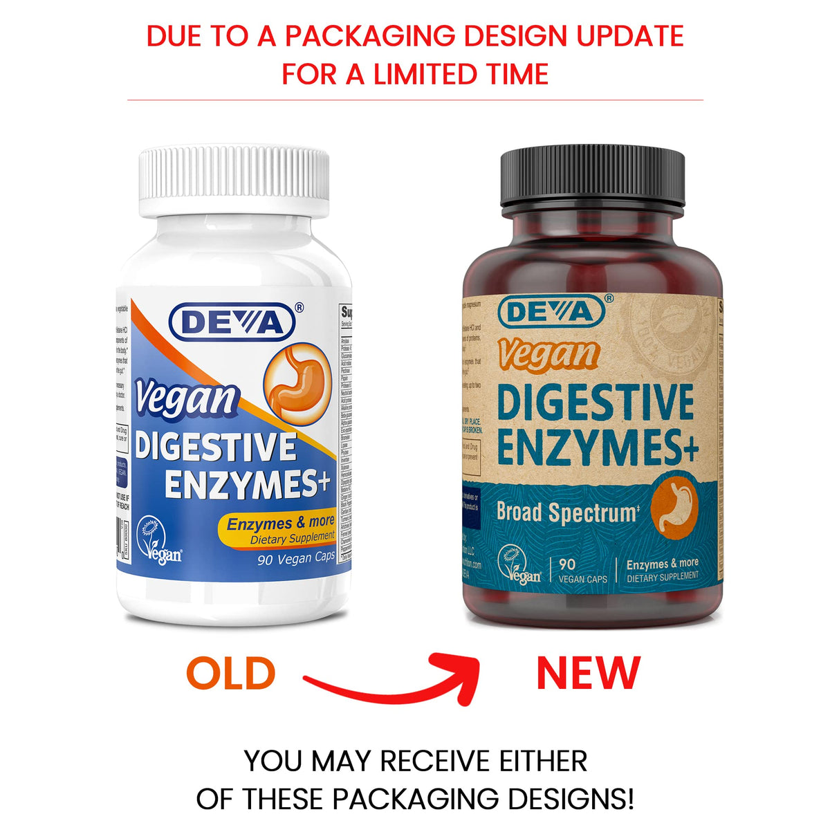 DEVA Complément Alimentaire Vegan Enzymes Plus 90 Capsules vue arrière