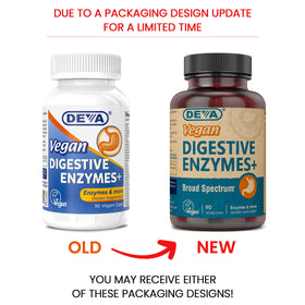 DEVA Complément Alimentaire Vegan Enzymes Plus 90 Capsules vue arrière