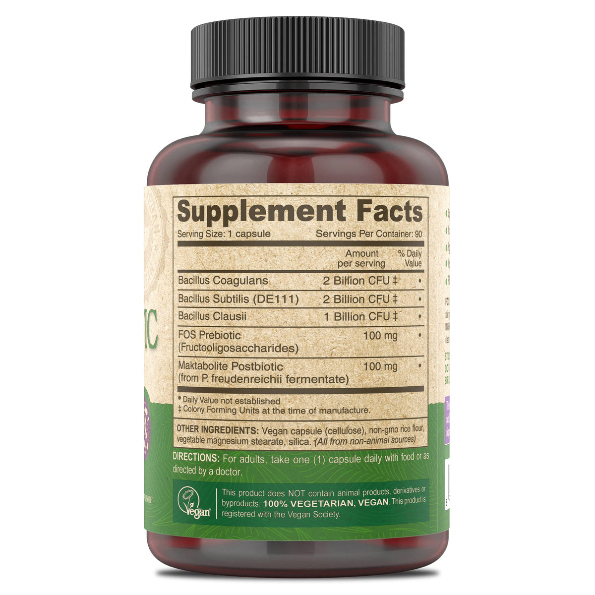 DEVA Complément Alimentaire Végétalien Probiotique 90 Capsules vue arrière
