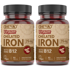 DEVA Fer Chélaté Vegan 29 mg avec B-12 - vue avant du produit
