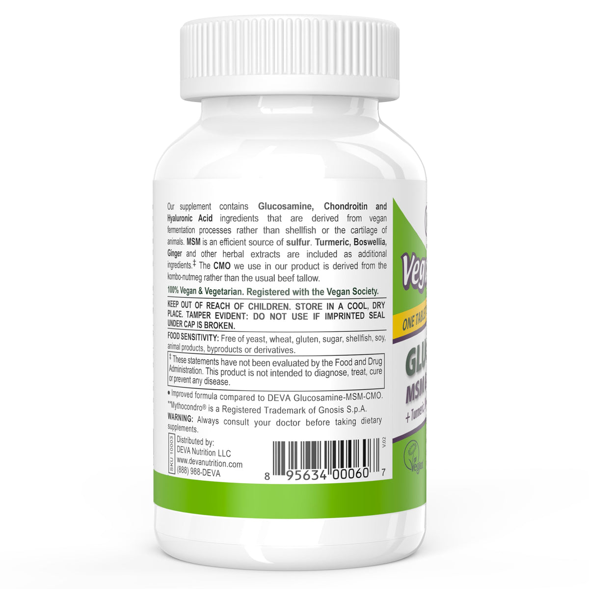 DEVA Glucosamine MSM Chondroitin comprimés sur une table