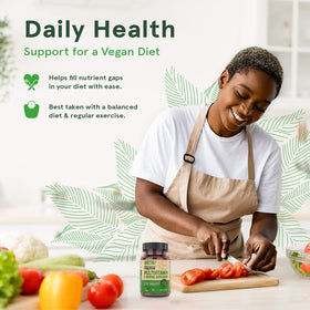 DEVA Multivitamines Vegan 90 Tablettes à côté de fruits frais