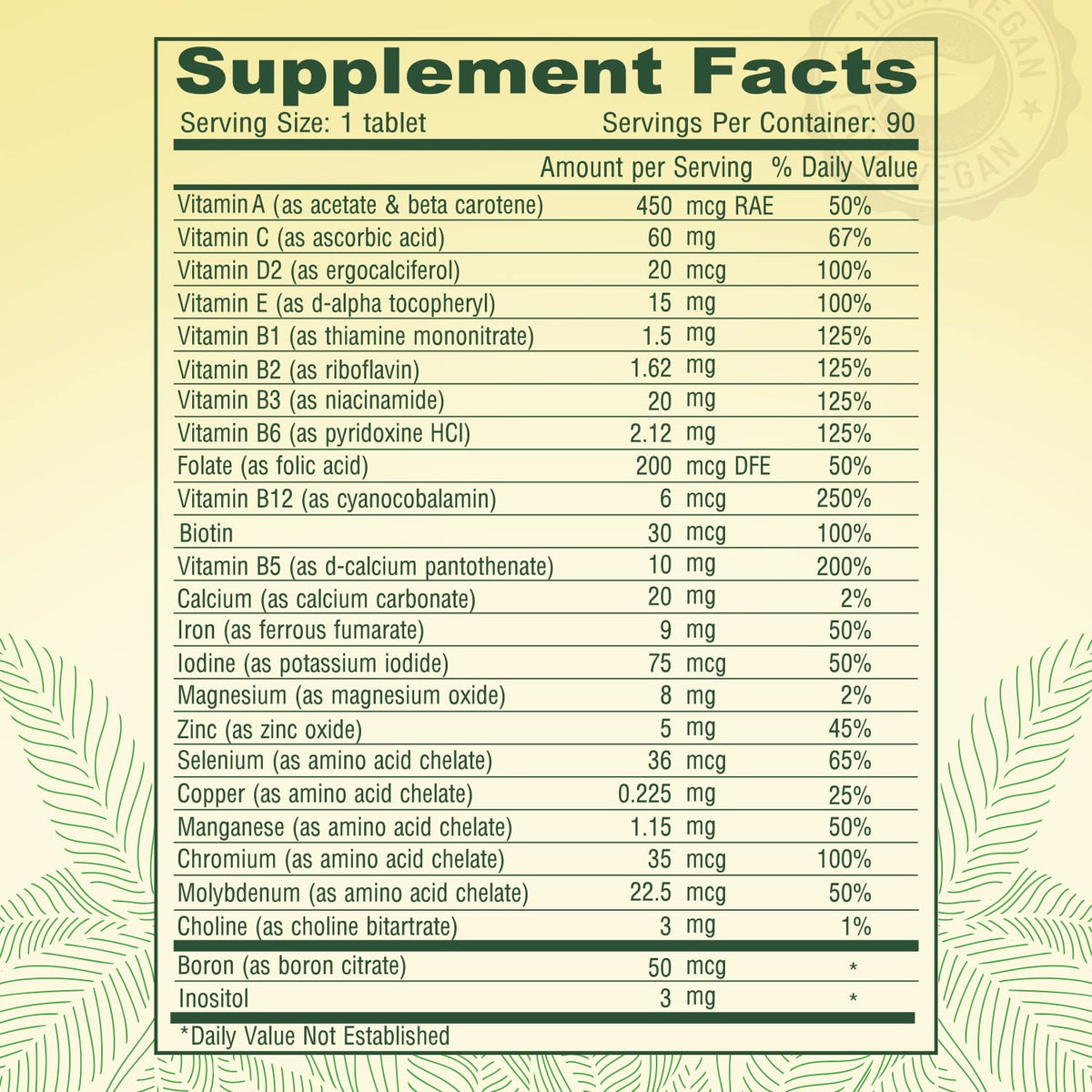 DEVA Multivitamines Vegan 90 Tablettes sur une table en bois