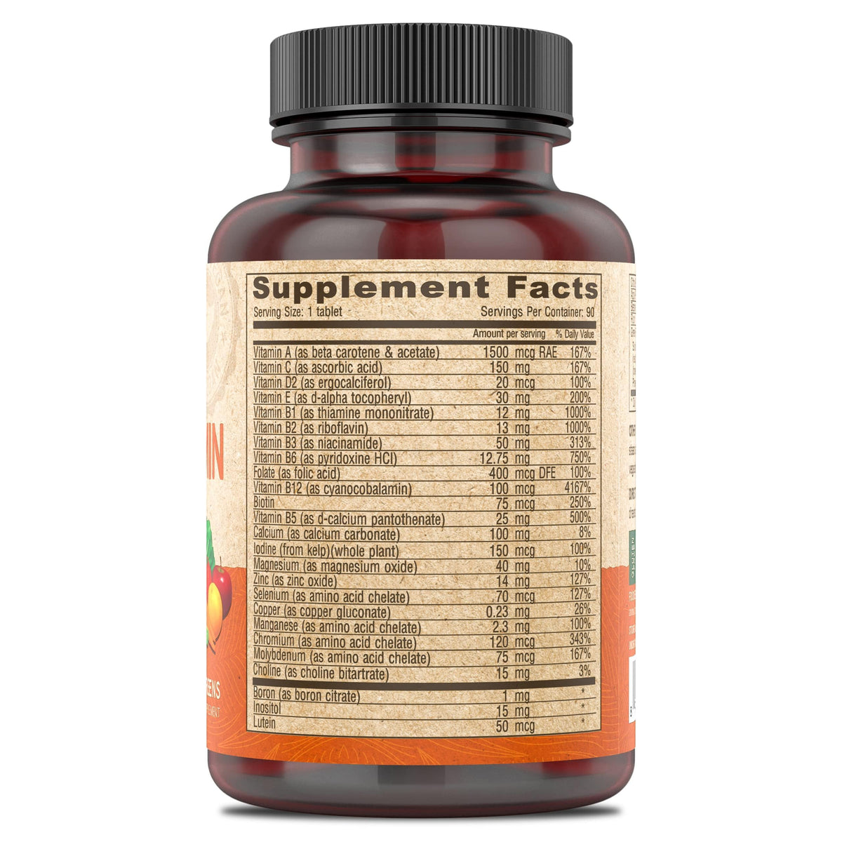 DEVA Multivitamines Vegan emballage et informations nutritionnelles