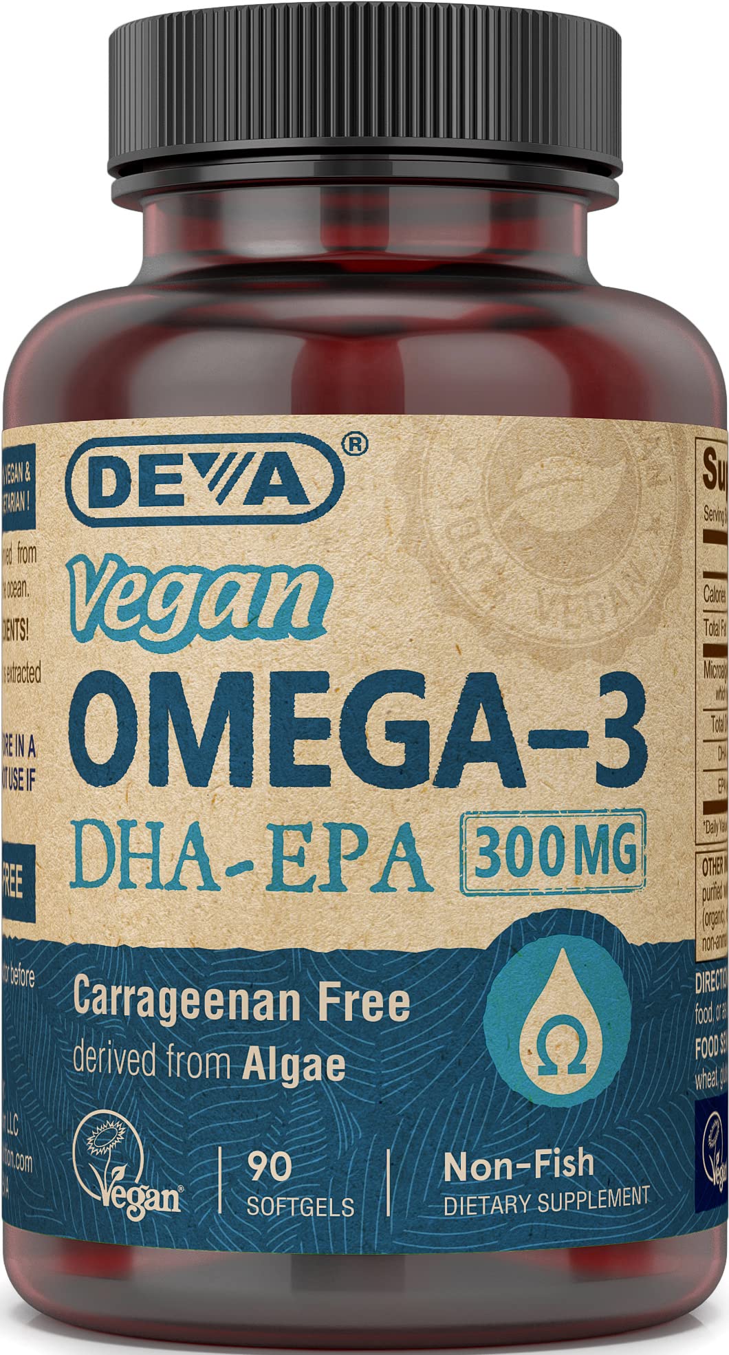 DEVA Omega-3 DHA EPA 300 mg gélules végétales en boîte