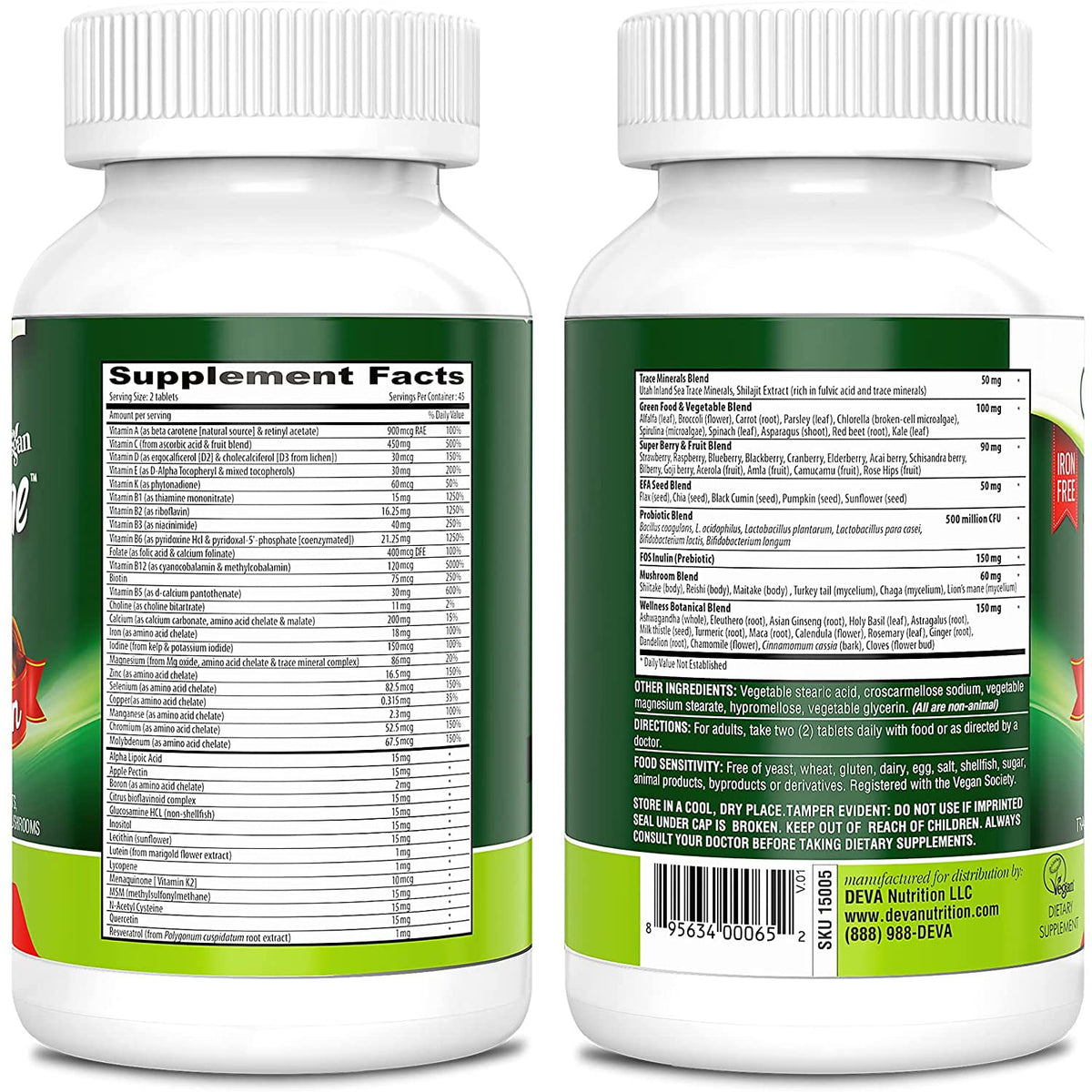 DEVA Tuba Multivitamine Vegan emballage et comprimés