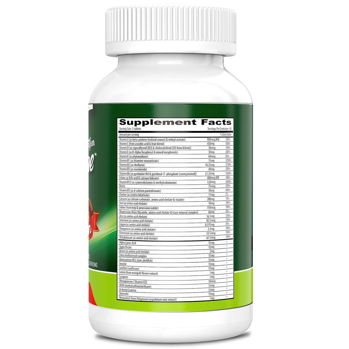 DEVA Tuba Multivitamine Vegan ingrédients principaux