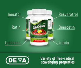 DEVA Tuba Multivitamine Vegan sur fond naturel