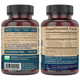 DEVA Vegan Omega-3 DHA-EPA 300mg, ingrédients sur l'emballage