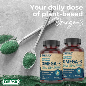 DEVA Vegan Omega-3 DHA-EPA 300mg, vue arrière du paquet