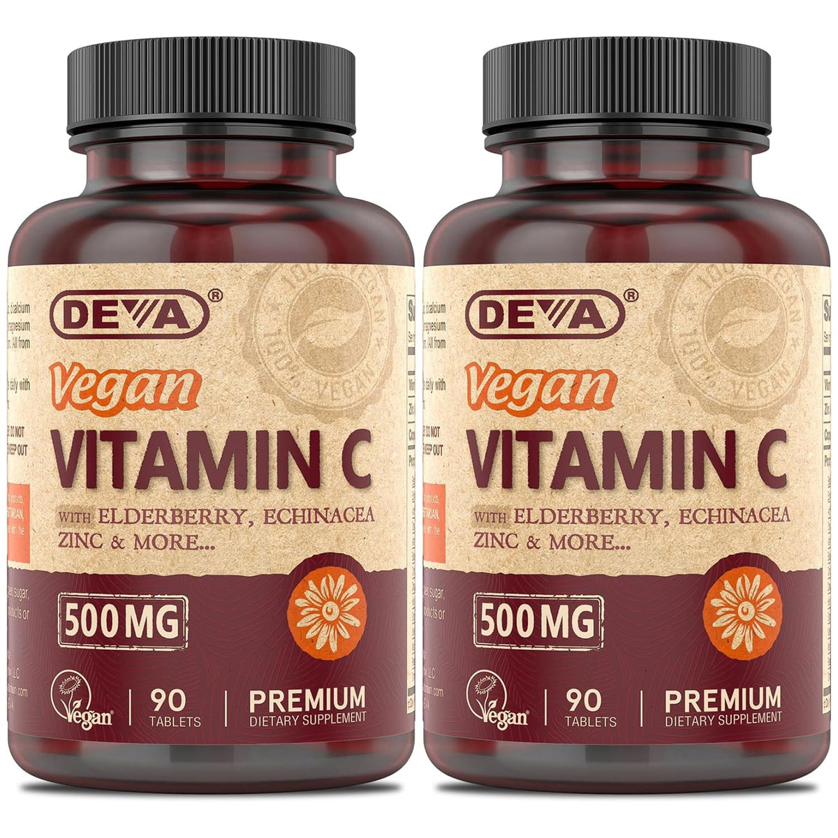 DEVA Vitamine C 500mg Vegan 90 comprimés vue de face