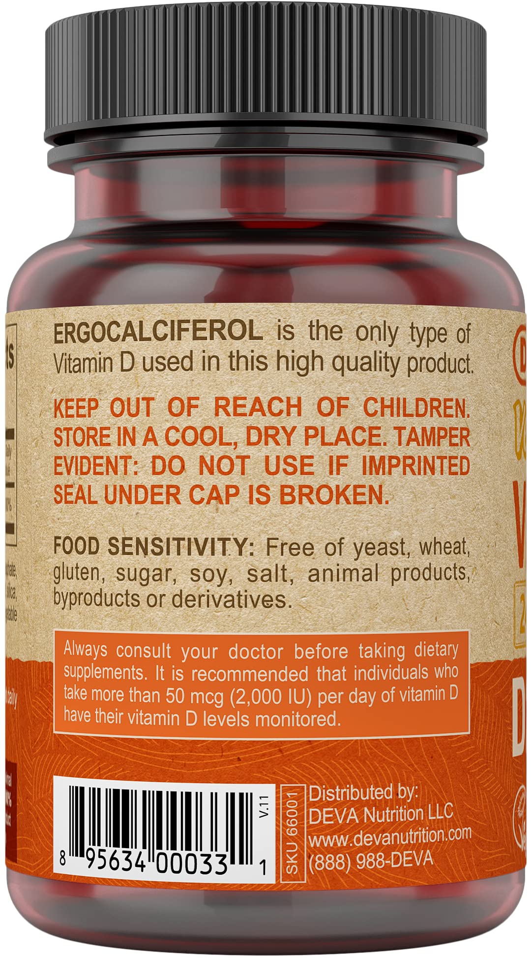 DEVA Vitamine D2 2400 IU boîte vue de côté